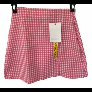Pull&Bear gingham 90s split mini skirt in pink